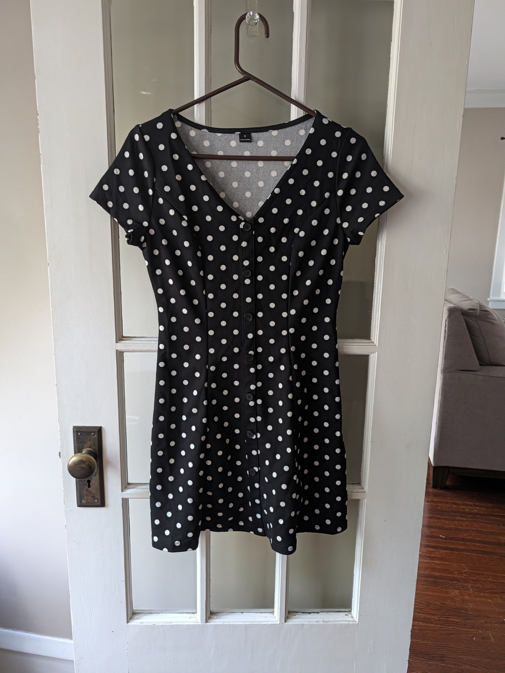 Shein Polka Dot Dress Button Up Mini Dress Size Small Casual Church Wear